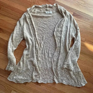 Flowy Boho Women's Beige Crochet Sweater l SIZE L l Hippie